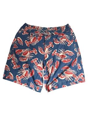 L.L. Bean Blue Swim Shorts with Lobster Print Mens Size Medium